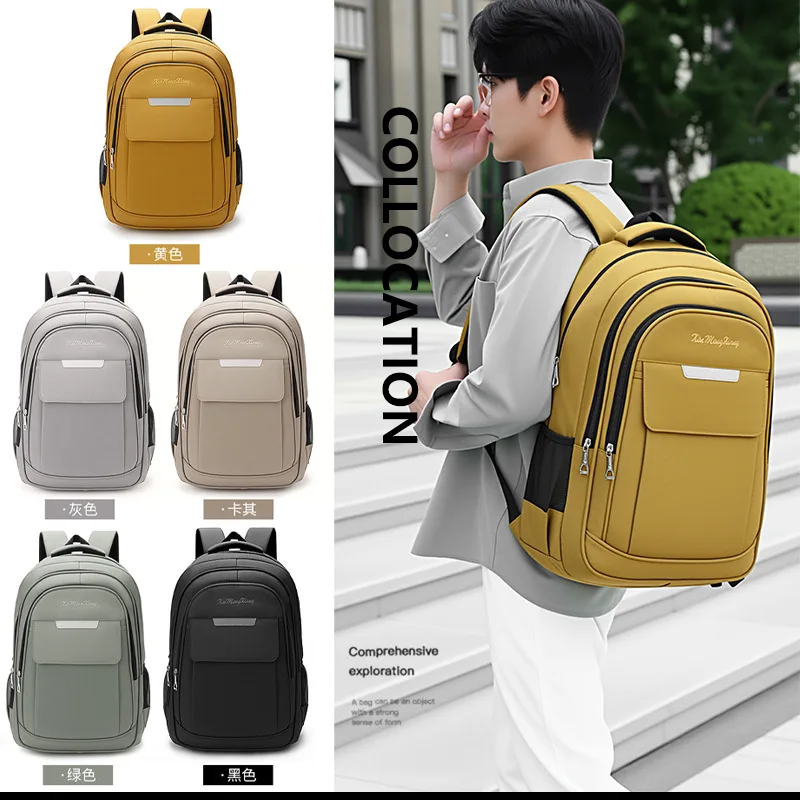 Comfort Padded Business Laptop Backpack Men Oxford Cloth Rucksack with Luggage Strap for School Work Outdoor Trip Backpacks