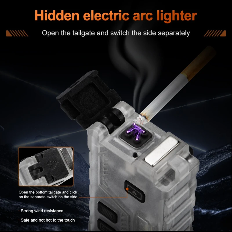 Super Bright LED Flashlight Dual Light Source Emergency Buzzer COB Side Light Illumination Charging Lighter Magnetic Suction