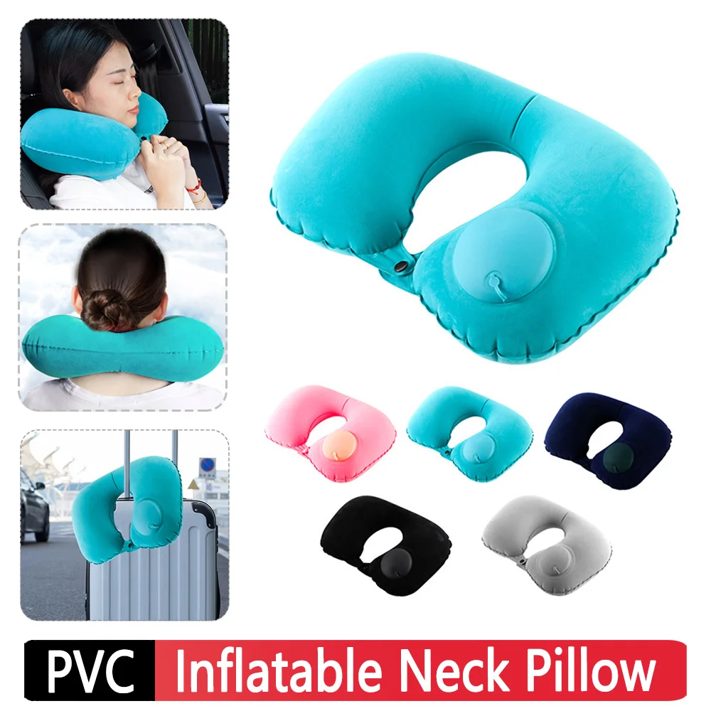 Air Pillow Neck Rest Headrest U-Shaped Flock Fabric Soft Nursing Cushion Car Head Neck Rest Air Cushion for Car Auto Train Plane