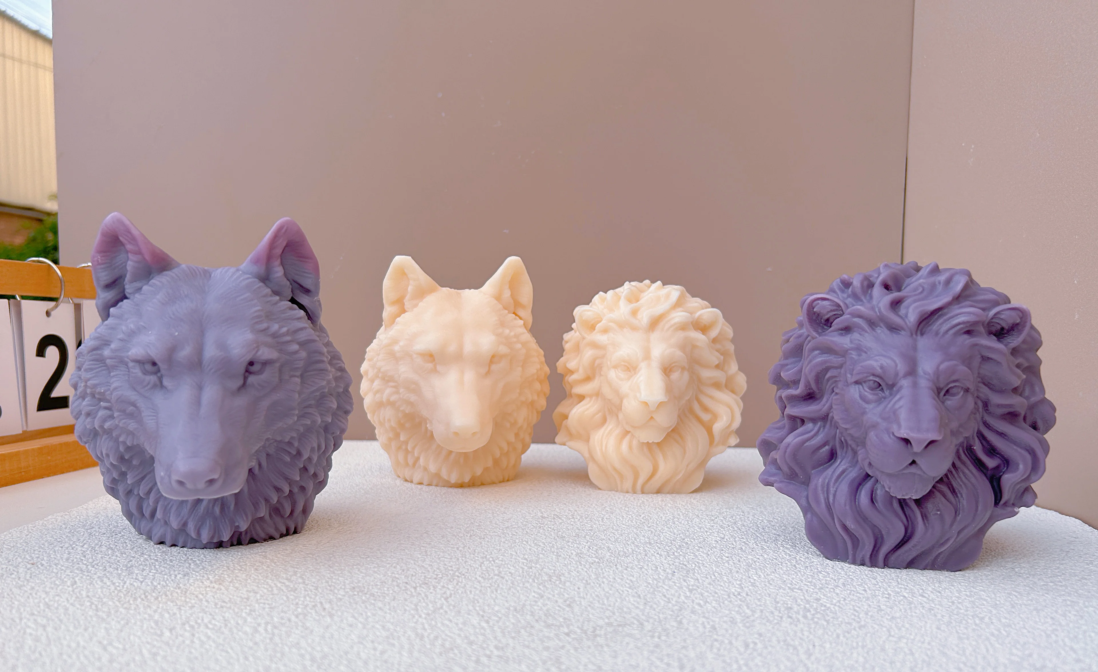 New Animal Wolf Lion Gypsum Statue Mold DIY Wolf Head Lion Head Candle Silicone Mold Holiday Party Home Decoration Gift