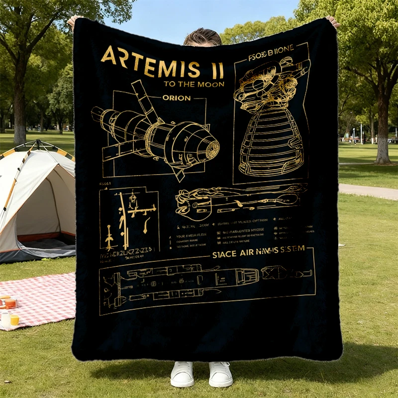 Artemis II for All Humanity Flannel Blanket, Comfort Rocket Flannel Throw Unisex Cozy Blanket Warm Blanket