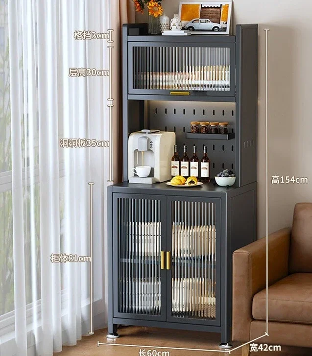 Strong magnetic adsorption cabinet door, household small apartment metal dining side cabinet, living room and kitchen