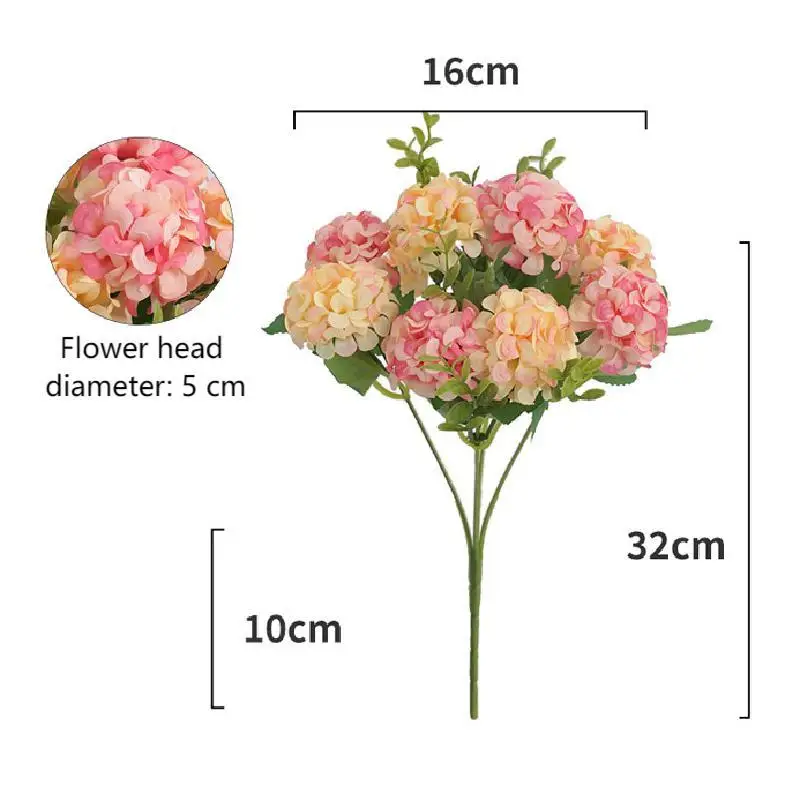 10 Köpfe Realistische Künstliche Hortensien-Bouquets Künstliche Hortensienblumen für Heim, Garten und Hochzeitsdekoration – Detail 1