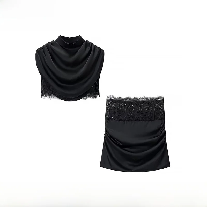 Fashionable Slimming Elegant Spring Summer New Arrival Women's Fashion Set Polyester Fiber Zipper Closure Short Style