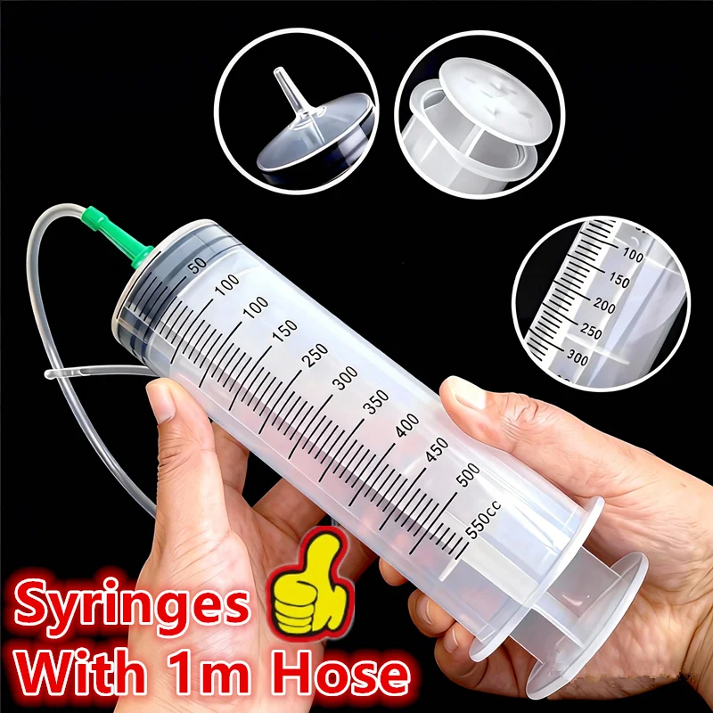 

НОВИНКА со шлангом 1 м, шприцы большой емкости, масляный насос, измерительный насос для кормления домашних животных, гидропоника, питательный большой шприц, 100-500 мл
