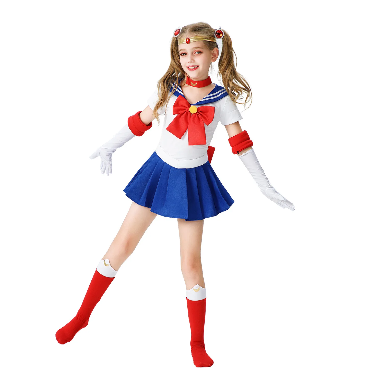 Anime Usagi Tsukino Cosplay Costumes Sailor Costume Moon JK Cos For Kids Girl Women Short Sleeve Dress Clothes With Gloves Socks