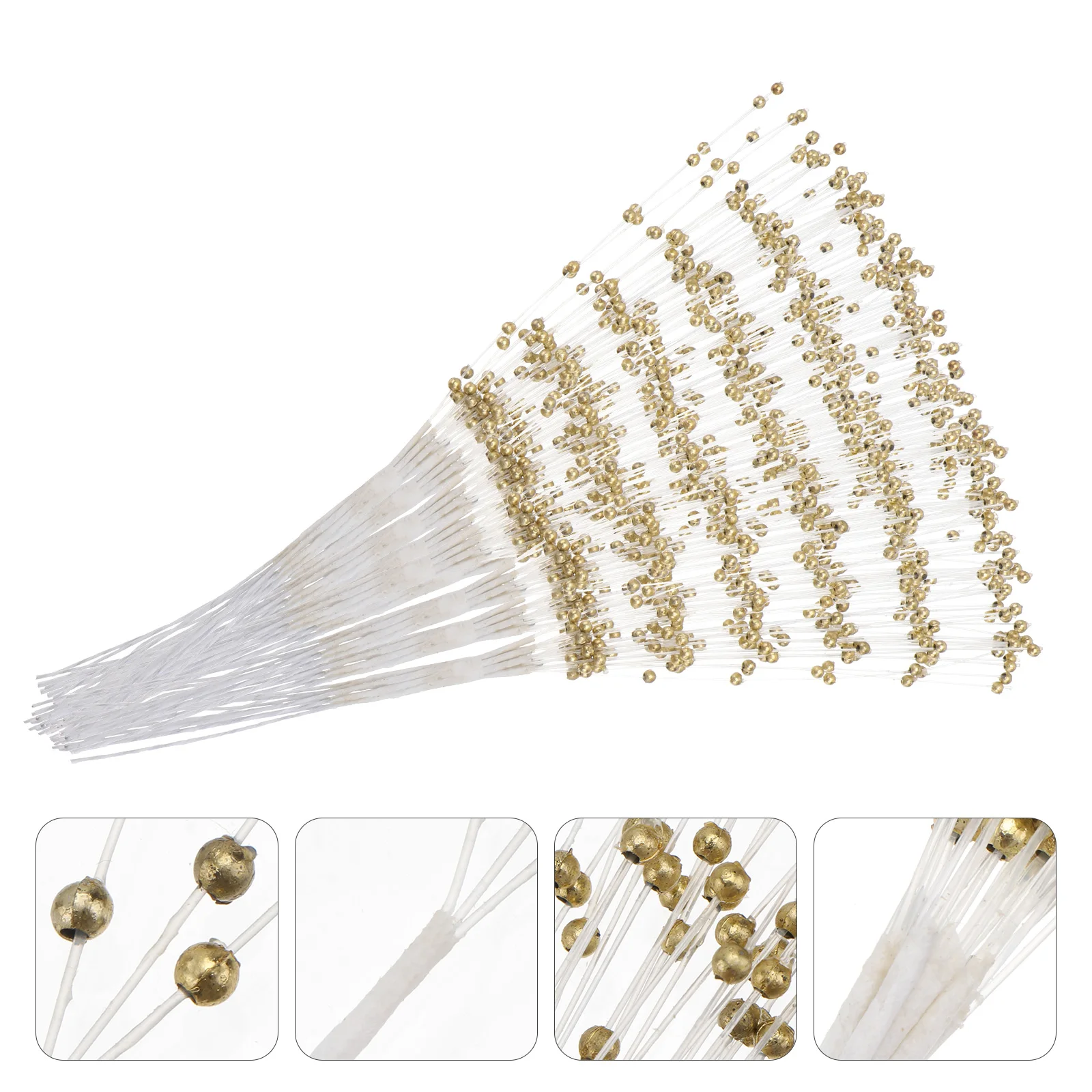 

6pcs 4mm Golden Beads String Decor Wedding Jewelry Supplies Handmade Accessories Craft Adornment Simulation
