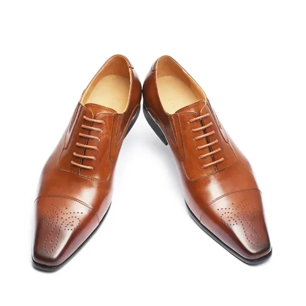 Whoholl-Chaussures Oxford en Cuir de Veau Verni pour Homme, Brogue Formel, Classique, Business