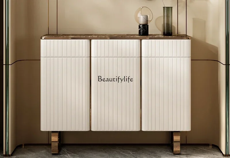 

02 Italian light luxury high-end shoe cabinet storage modern simple marble entrance storage cabinet