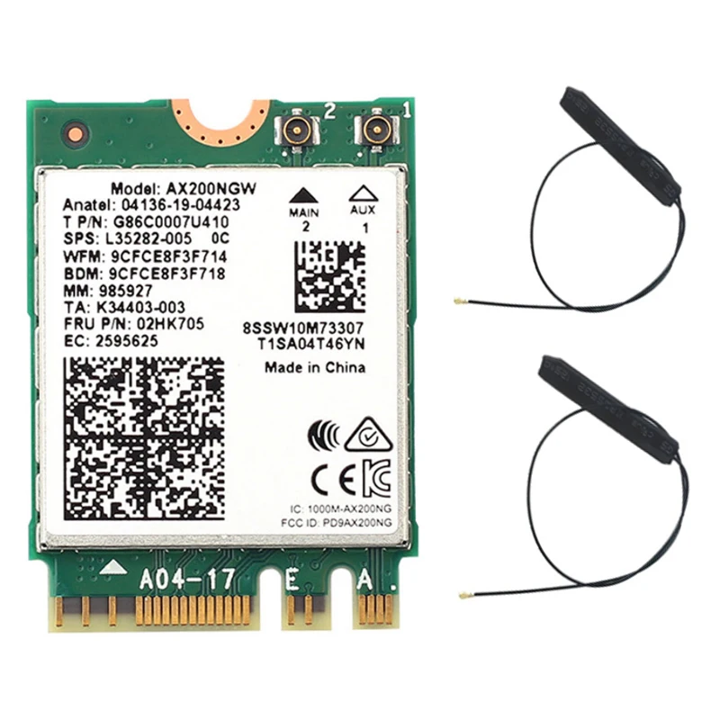 Dual band 2.4Gbps Intel Wi-Fi 6E AX200 AX200NGW 802.11ax/ac MU-MIMO 2x2 Wifi module NGFF M.2 Bluetooth 5.1 Network Card