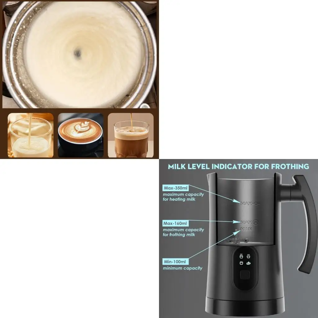 

4 In 1 Electric Milk Frother Heater 350ml Stainless Steel Container Quick Foam