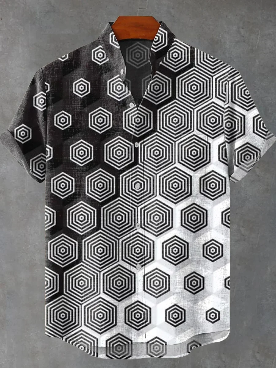 New Hawaiian shirt men's 3D printed high-quality men's clothing casual linen short-sleeved shirt fast delivery - Image 2