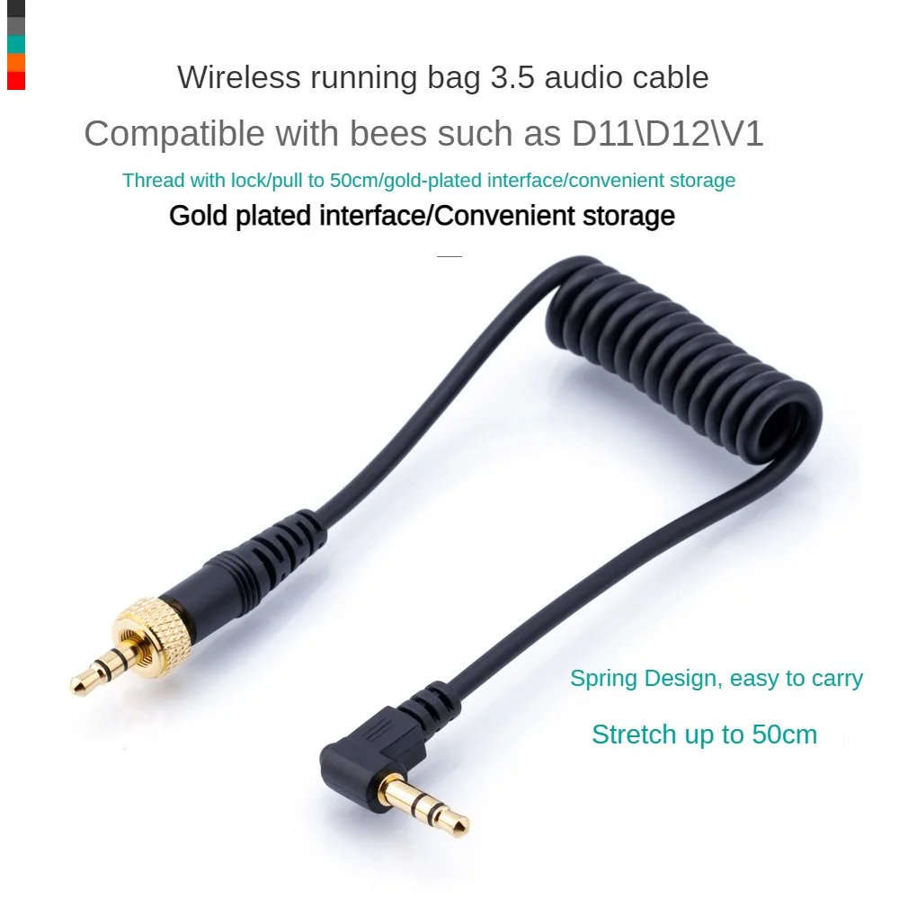 Kąt prosty 3,5 mm do 3,5 mm prosty kabel stereo z gniazdem sześciokątnym do mikrofonu bezprzewodowego Sony D11/V1/D21 Sennheiser