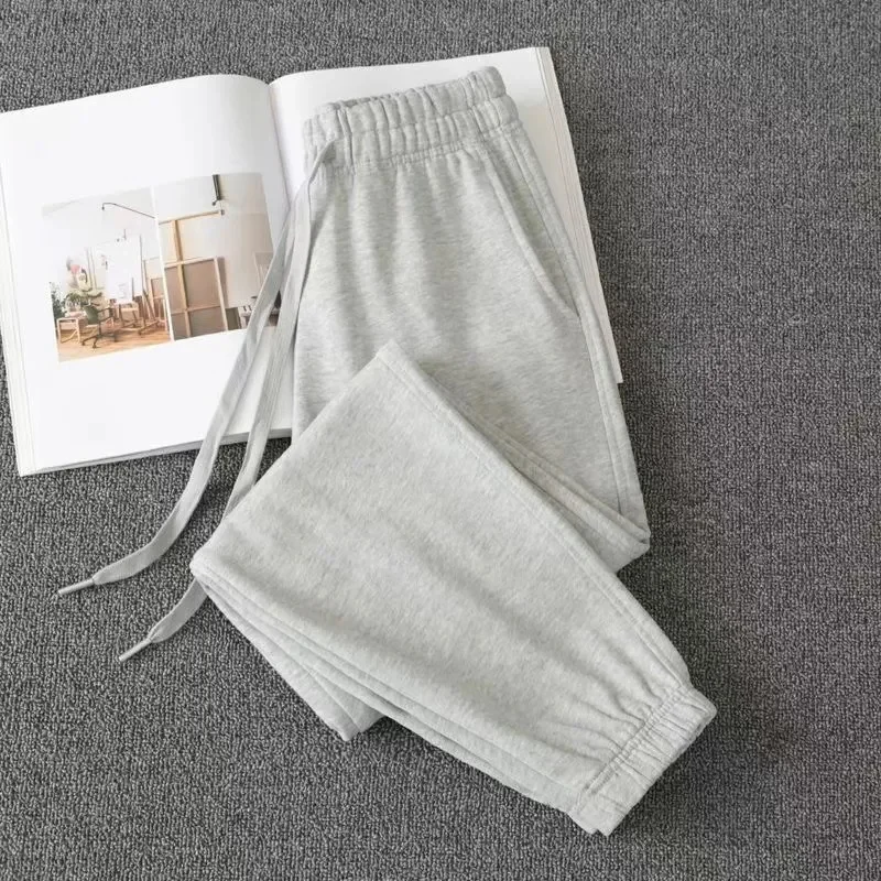 กางเกงขายาวผู้หญิงทรงหลวมเอวสูงมีเชือกผูก แต่งกระเป๋า สไตล์ลำลอง เหมาะสำหรับฤดูหนาว