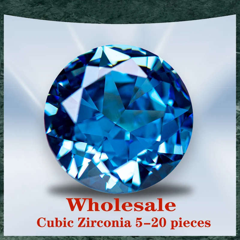 

Cubic Zirconia Wholesale No Certificate Crushed Ice Cut Round Shape Fancy Blue Color Charms Beads for Jewelry Making Materials