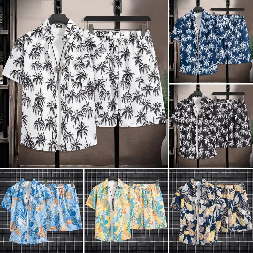 Beach Clothes For Men 2 Piece Set Hawaiian Shirt and Shorts Set Men Fashion Clothing Printing Casual Outfits Summer Beachwear