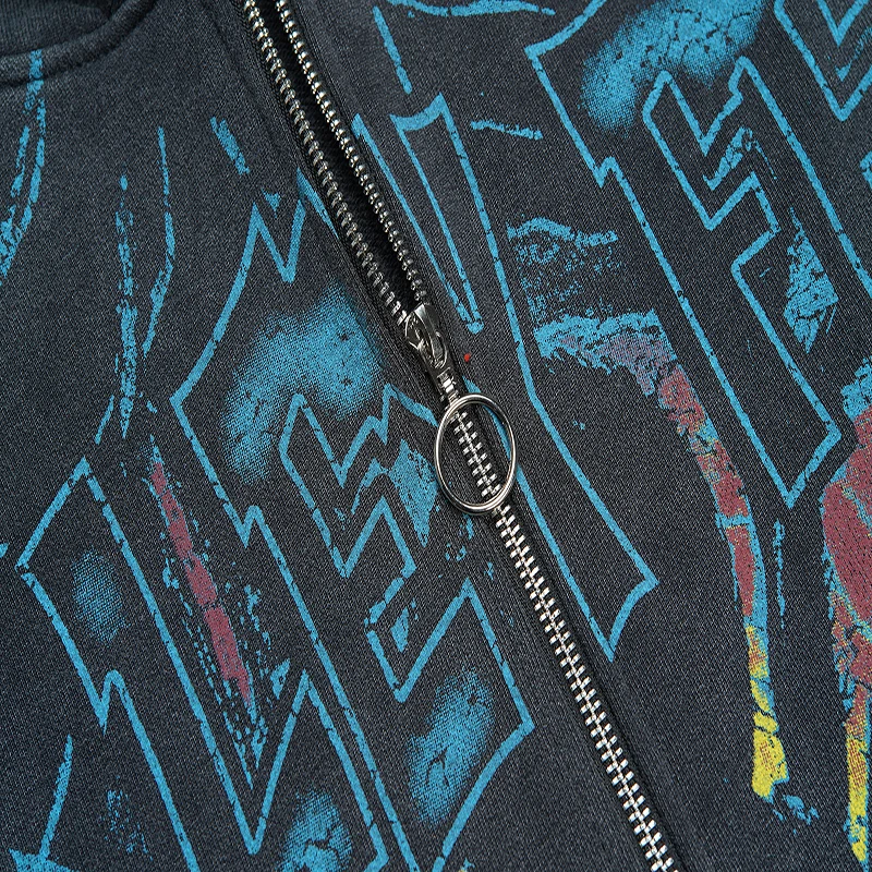 المتضخم نوعية جيدة VALE الأزياء مقنعين الستر الرجال النساء غسلها الأسود العنكبوت ويب الطباعة وادي الرمز البريدي هوديي