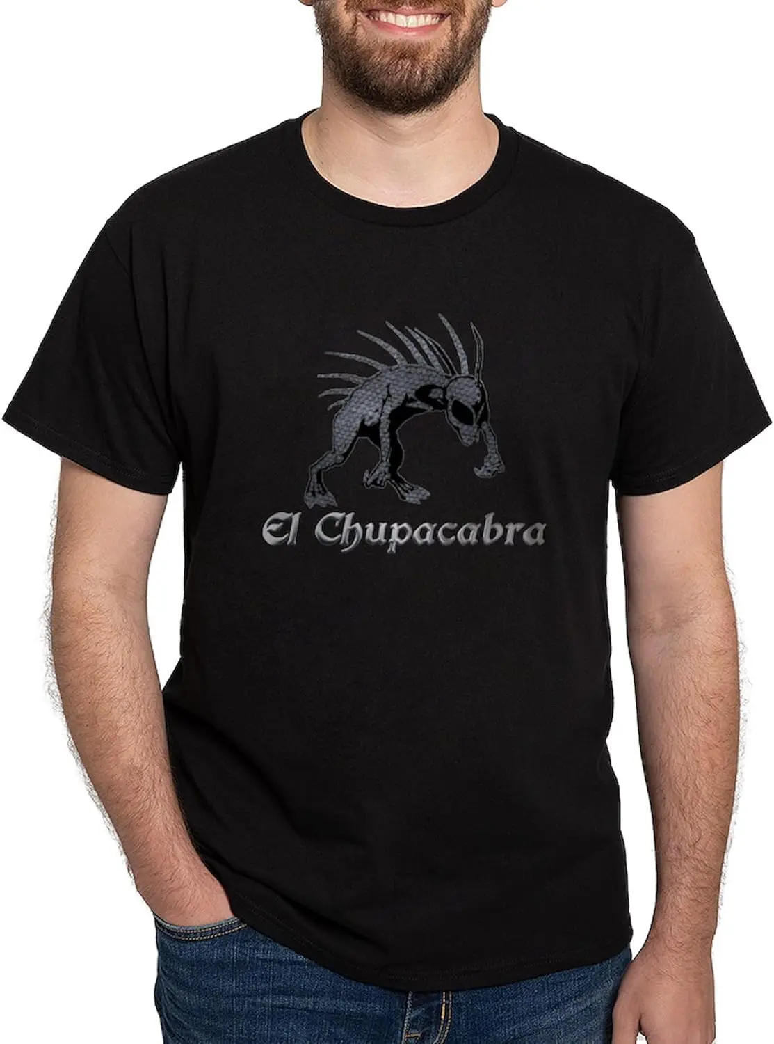 CafePress Chupacabra Grey Scales Dark T Shirt Men's 100% Cotton, Classic Graphic Dark T-Shirt