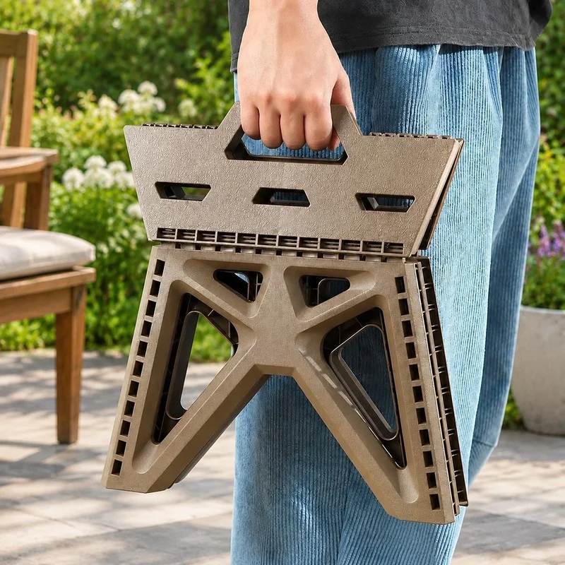 Portable Fold-Up Stool, Strong Load Support, Rugged Build Ideal for Outdoor Camping, Fishing, and Beach Use