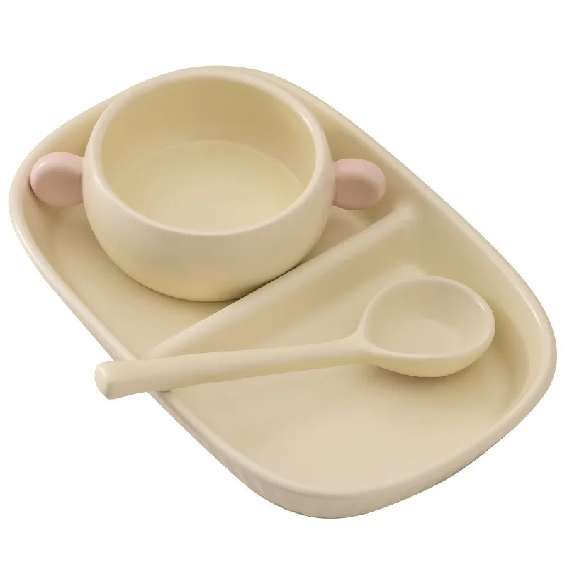 

Тарелка для завтрака с разделителями, изысканная керамическая тарелка для одного человека, с разделителями для фруктов, высококачественная керамическая тарелка-миска, кремовая серия