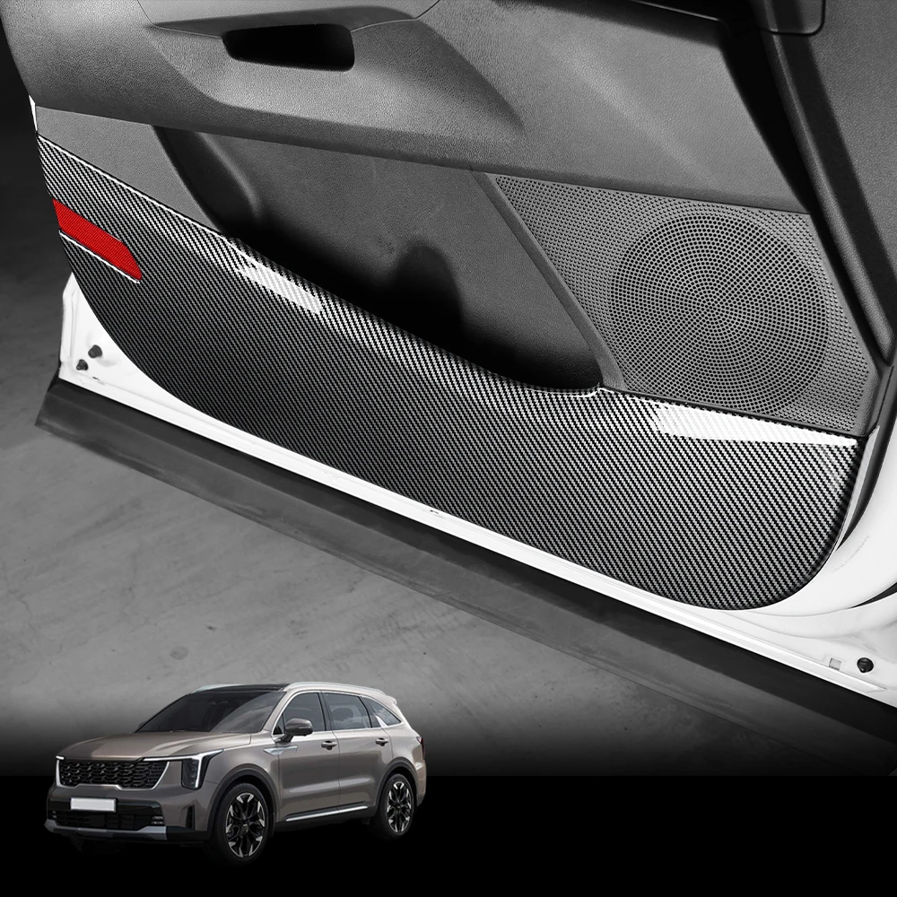 

For Kia Sorento MQ4 2020-2024 Door Anti Kick Panel Cover Car Carbon Fiber Interior Mouldings Decoration Accessories 4PCS