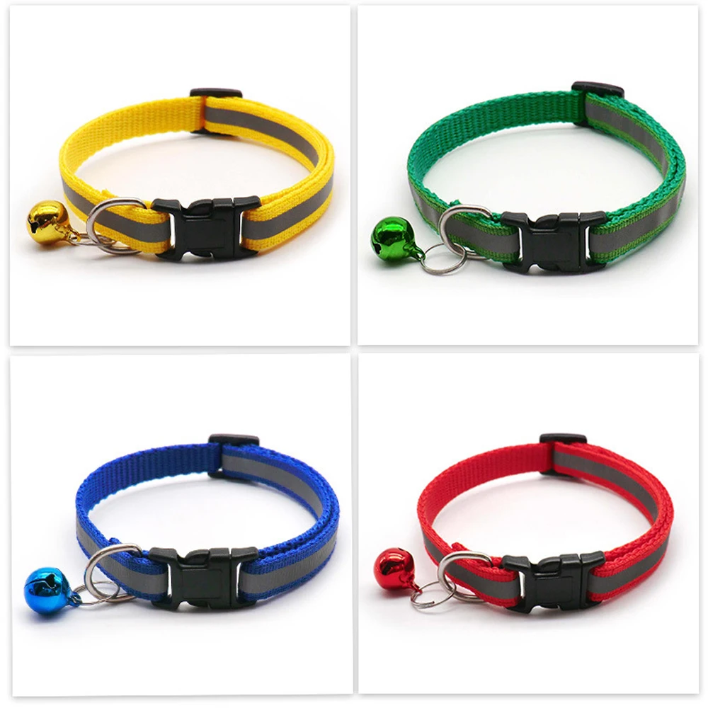 2 Stück/Packung 12 Farben Reflektierende Verstellbare Halsbänder für Katzen und Kleine Hunde mit Glöckchen, Niedliche Haustierzubehör-Kollektion – Detail 5