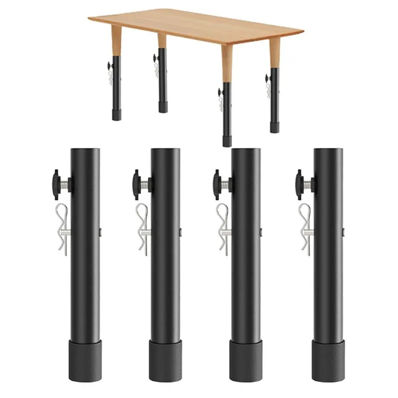 【EFFICIENT 】Table Leg Extender For Table/Workbench, Height Adjustment, Straight Or Bent Legs, 8-Piece Set Included