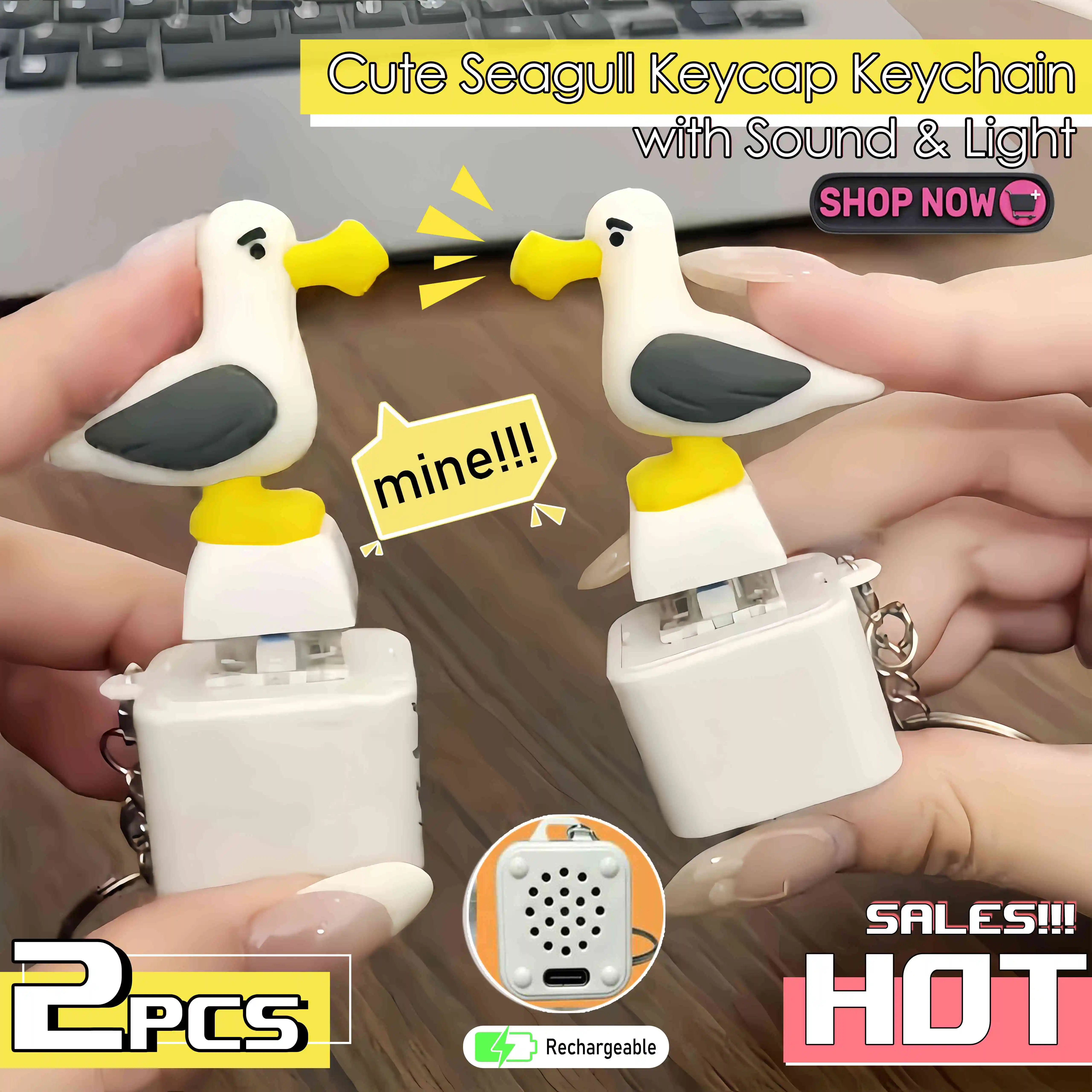 Mine Seagull Clicker Fidget Keychain Luminous Sound Anti-stress Keyboard Clicker Mine Bird Voice Keychain BBF Couple Gift