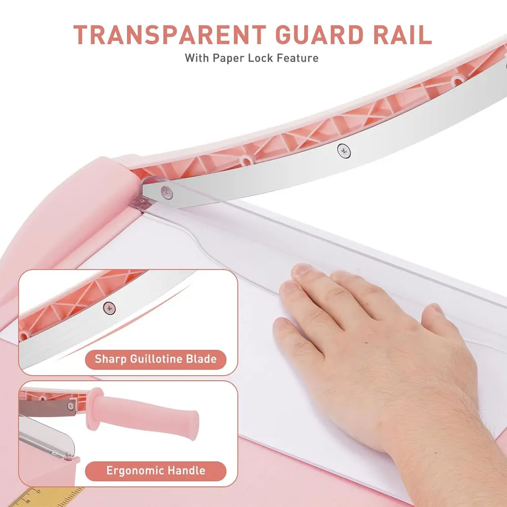 قطعة واحدة من قطع الورق المقصلة مع واقي أمان وقفل شفرة، طول القطع 12 بوصة، سعة 16 ورقة.