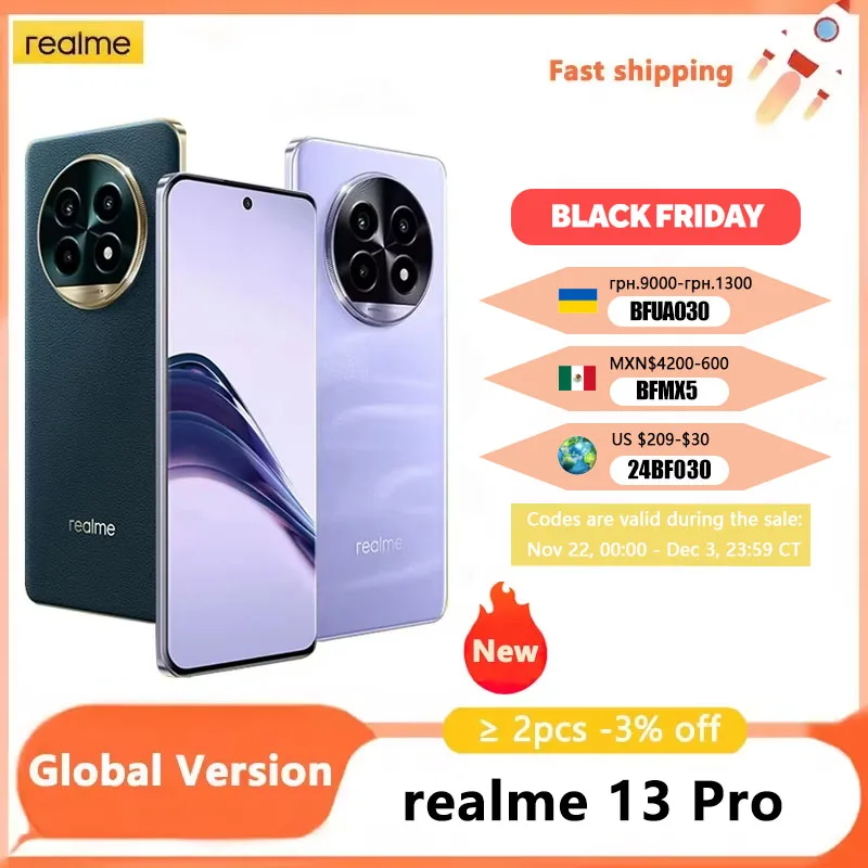 realme 13 Pro 5G Smartphone 50MP Sony OIS Camera Snapdragon 7s Gen 2 Processor 120Hz Display 45W Charge 5200mAh Battery NFC