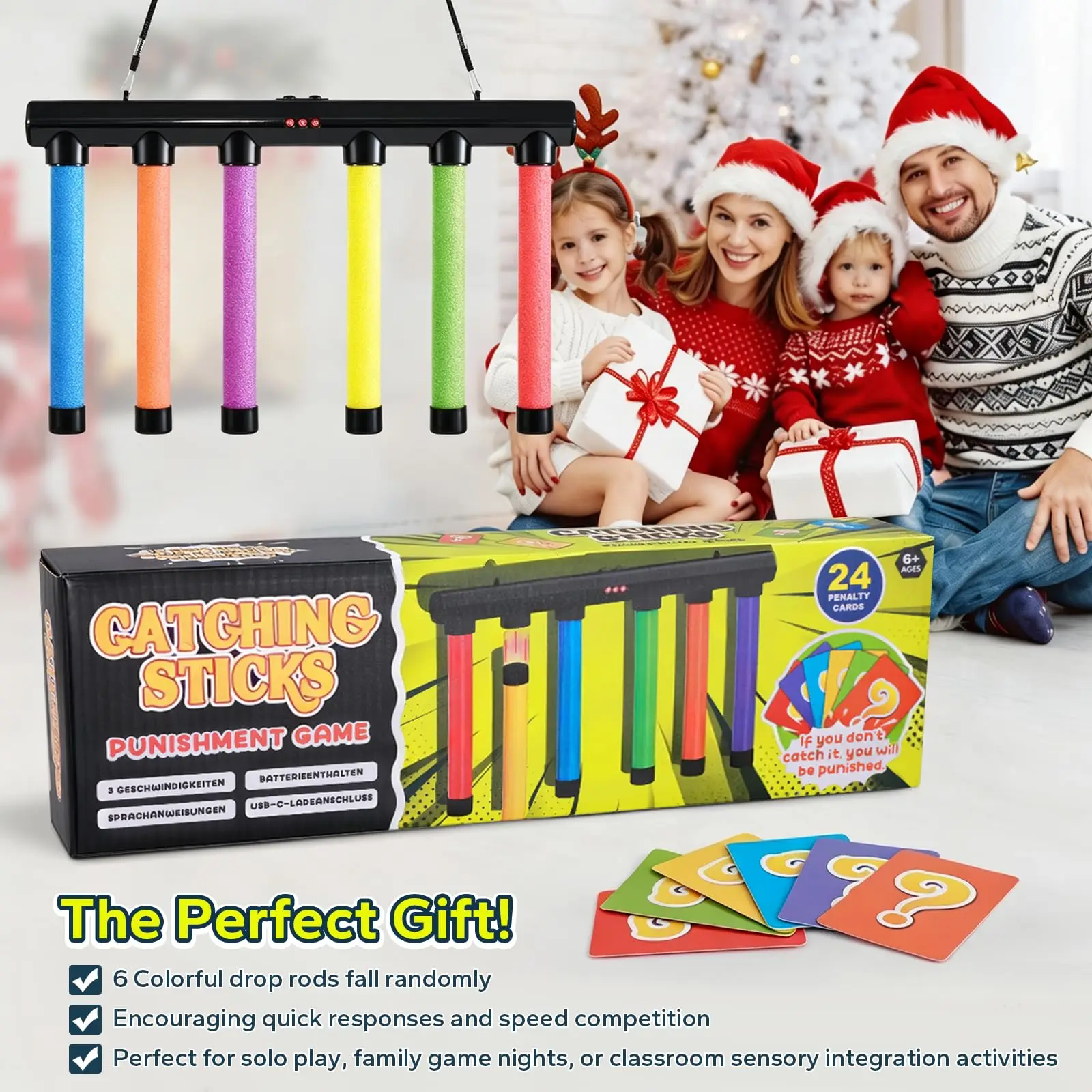 Drop Catch Win Reaction Training Reflex Challenge Party Game Adults Kid Catching Sticks Game Falling Sticks Catching Sensory Toy