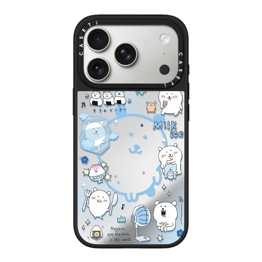 Cute Chiikawa Co-branded Hachiware Phone Case for iPhone 17 ProMax/16 Ice Cube Self-mocking Bear Cartoon Protective Case