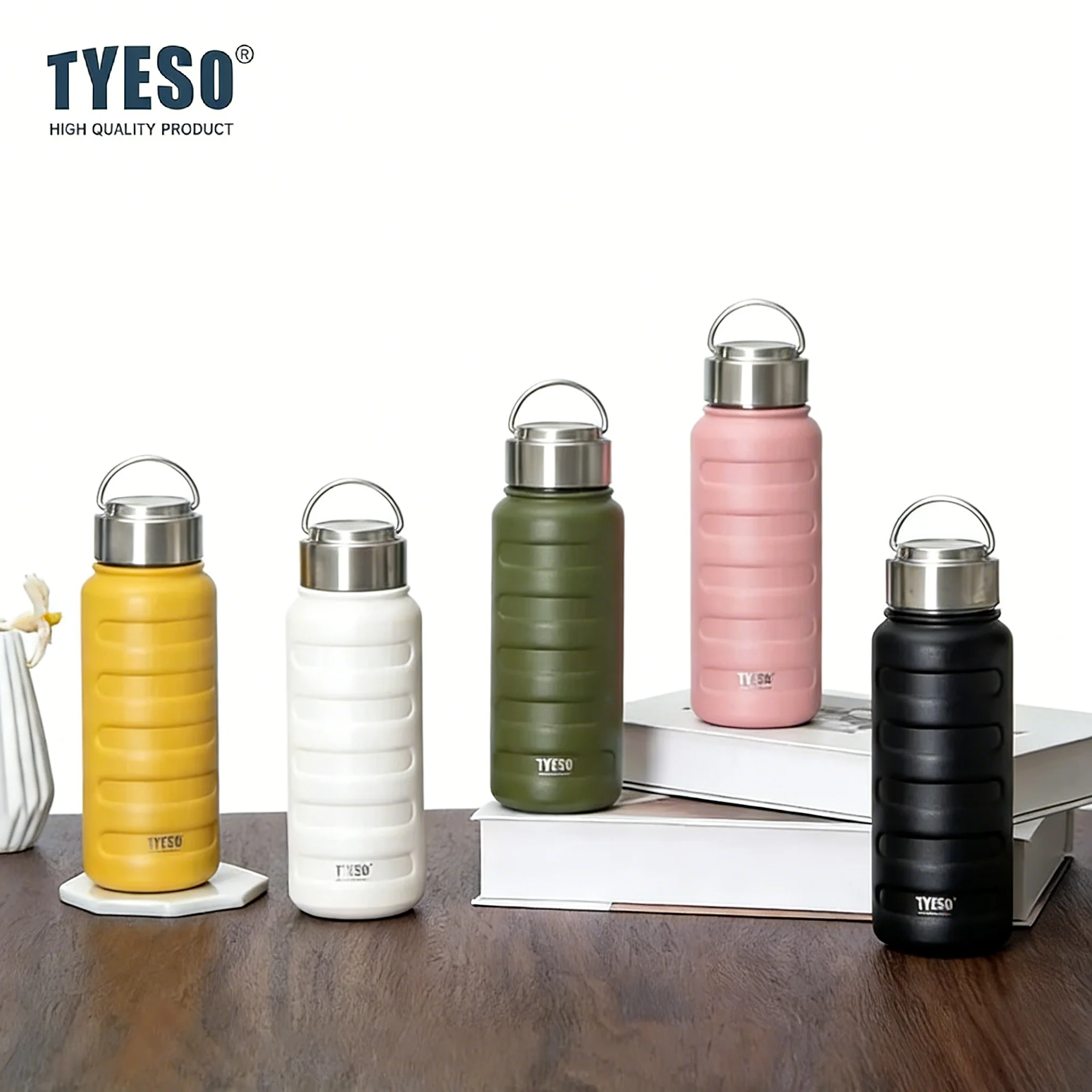 Tyeso Doppelter Thermosbecher aus Edelstahl, tragbar, Sport-Vakuumflasche, großes Fassungsvermögen, Thermo-Wasserflasche, Becher, Getränkebecher