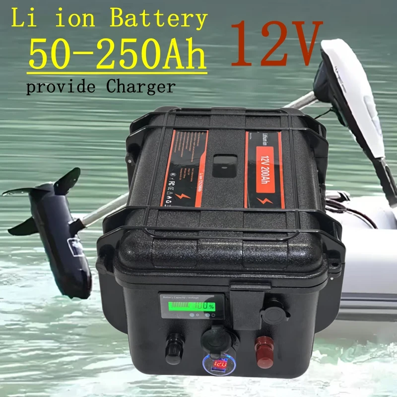 Waterproof 12V Lithium Battery for Trolling Motor Fishing Inflatable Boat Camping EV - 60Ah 80Ah 100Ah 150Ah 200Ah Options Avail