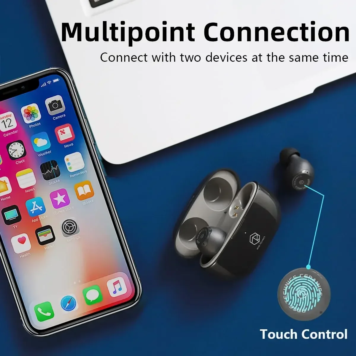 ROSESELSA Rose Technics Ceramics HIFI TWS True Wireless Bluetooth Earphone Earbuds Touch Control Headphones