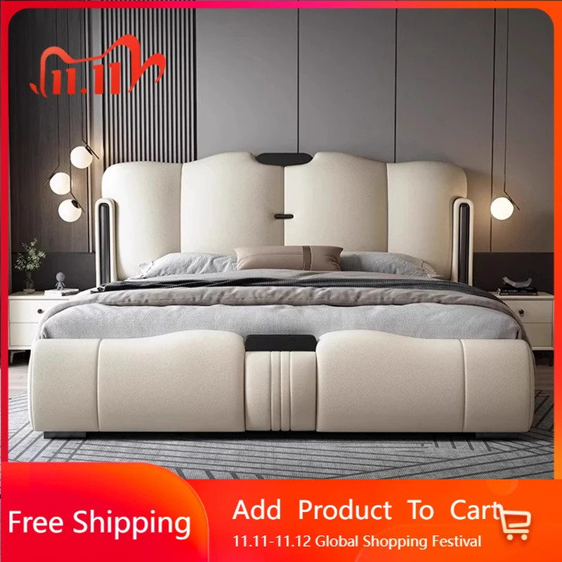 

Кожаная массажная кровать для сна, двуспальная детская современная кровать, роскошная напольная мобильная мебель Letto Matrimoniale Lounge Suite