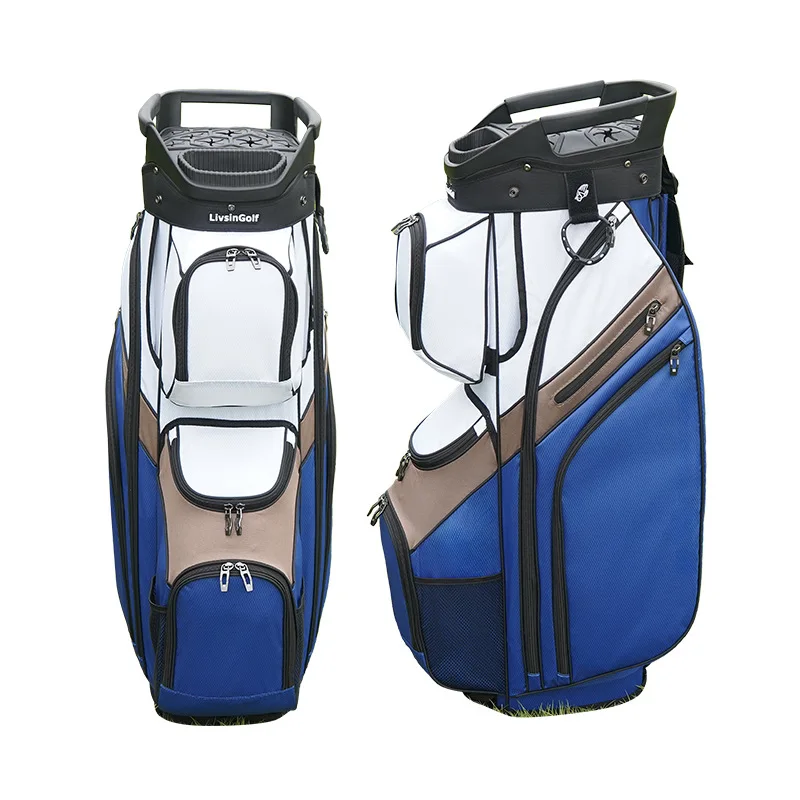 Custom Professional Golf Tour Bag High Quality  White Blue Wear-resistance  Golf Staff Bag