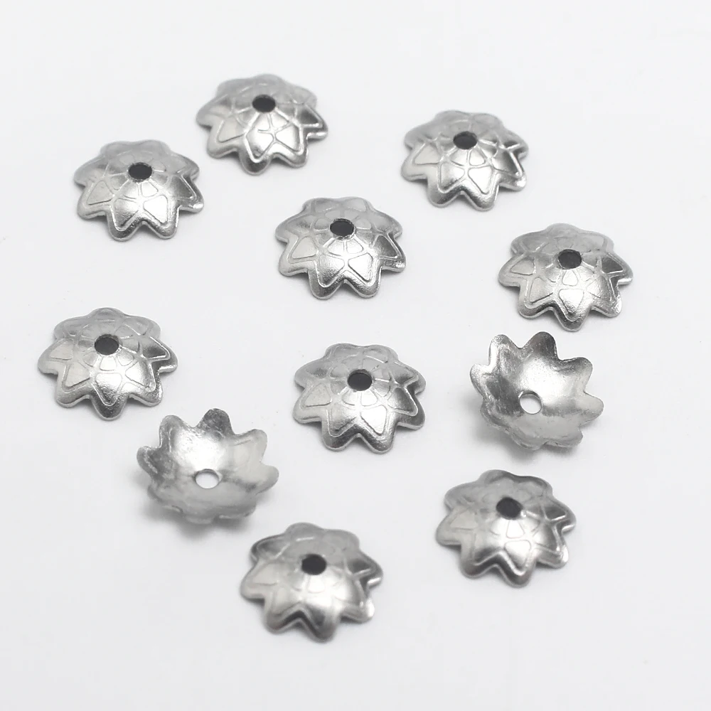 100Pcs Spacer Beads Caps Bali Style Stainless Steel Flower Bead Caps for Bracelet Necklace Earrings Jewelry Making Supplies