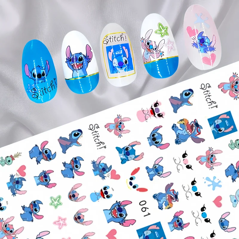 Disney-pegatinas para uñas de Mickey Mouse, blanco y negro, dibujos animados bonitos de Lilo y Stitch, Pato Donald, prensa para uñas