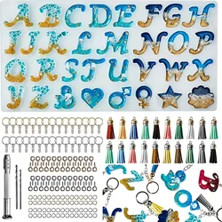 Alphabet Resin Molds Kit Silicone Letter Number Keychain Ornament Mould Epoxy Casting Craft Jewelry Earring Pendants Making Tool