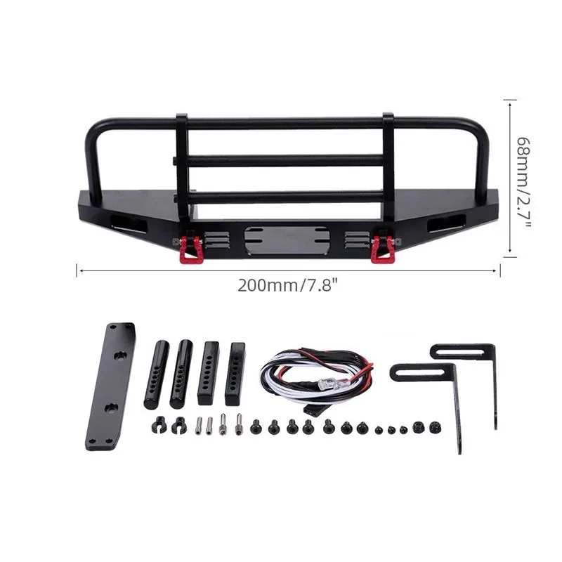Heavy Duty Front Bull Bar Bumper With Lighting Module For YIKONG 4104 6101 TRX4 Solid Metal RC Vehicle Modification Accessory view 5