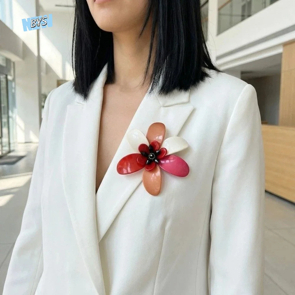 

Glass Acrylic Acrylic Flower Brooch Multi Floral Petal Exaggerated Big Flower Badge Pin Niche Design Trendy