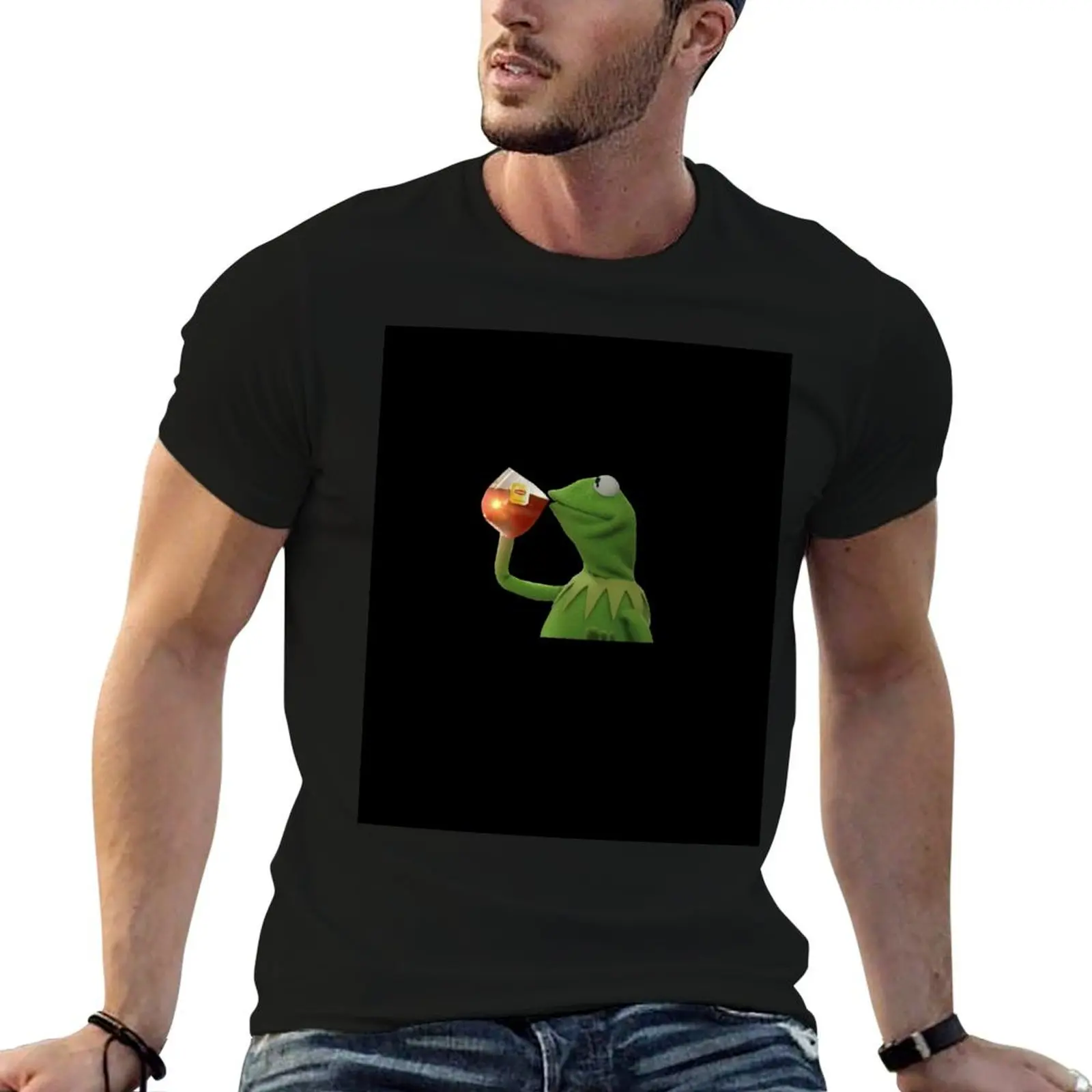 

T-Shirt t man Drinking man Kermit shirt Tea shirt for t casual
