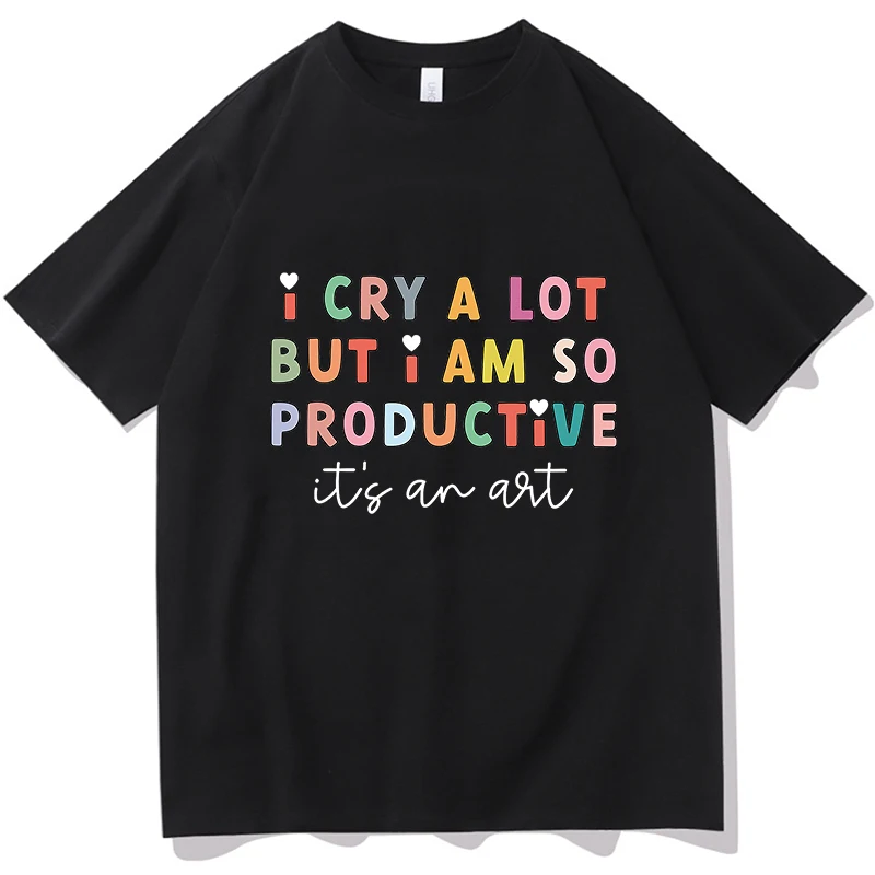 TTPD T-shirt Manga Graphic I Cry A Lot But I Am So Productive Tee Women Cute Top Men Short Sleeve Summer Kawaii Couple Clothes