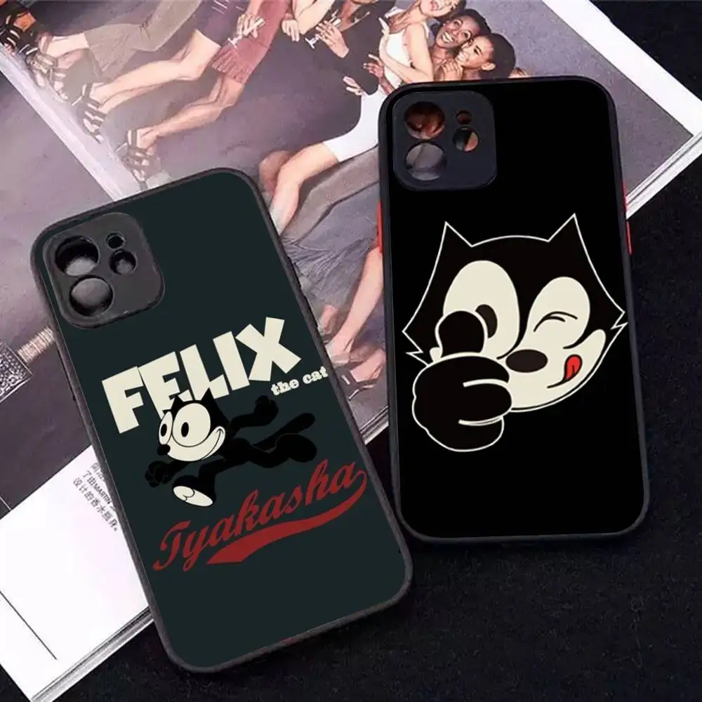 

Anime Cartoon F-felix The Cute Cat Phone Case For IPhone 14 11 12 13 Mini Pro Max 8 7 Plus X XR XS MAX Translucent Matte Cover