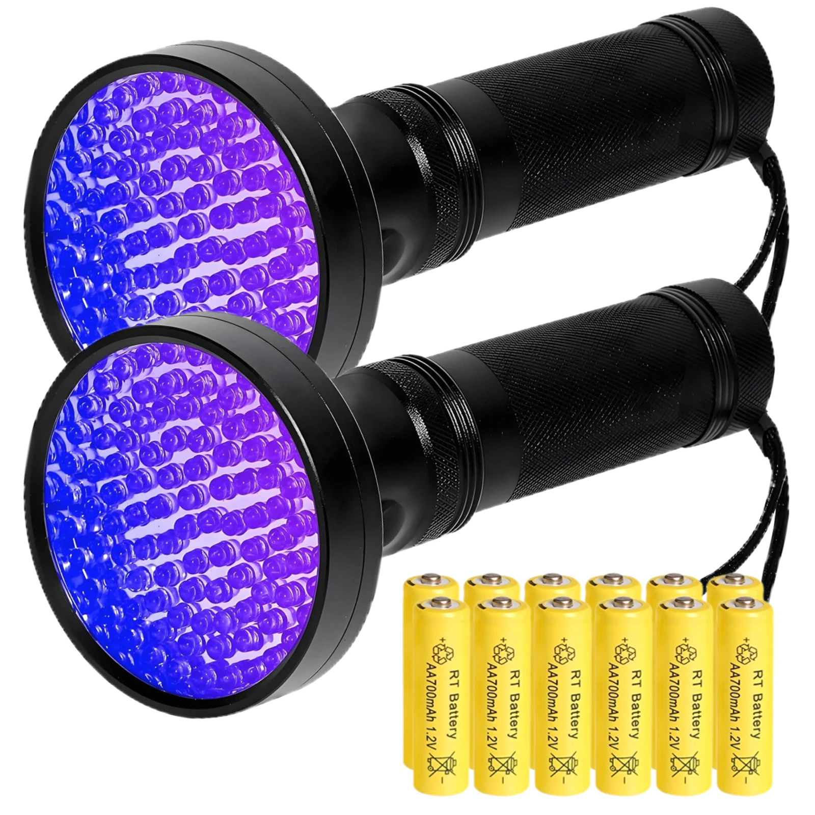 2Pcs Portable 100LED UV Flashlights 395nM Waterproof UltraViolet Lamp With AA Batteries for Detector Pet Urine Scorpion