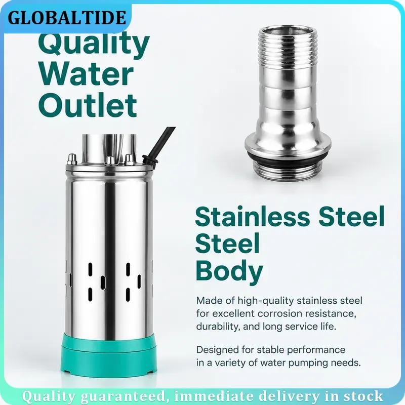 Lift=30m-45m 20L/min 9m Wire 12V 24V 36V Solar Pump Deep Well Submersible Water Pump Screw Irrigation Garden Home