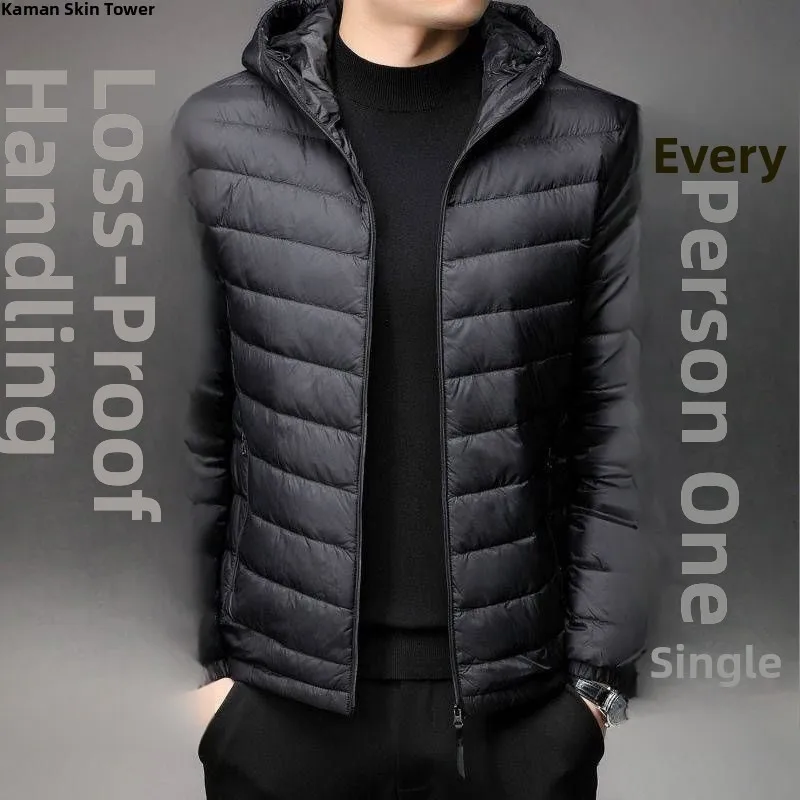 

Lightweight Padded Jaet for Men Hooded Stand Collar Autumn Winter Spring Faion Urban Sle Youth Casual Outerwear