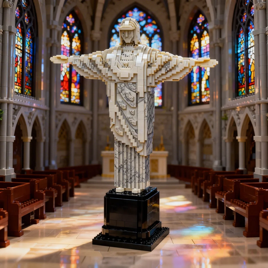 3D Christus-Erlöser Modell Mikro-Bausteine Spielzeug - Erwachsenen-Puzzle Geschenk, DIY Heilige Schreibtischdekoration, Religiöses Geschenk für Glaubensenthusiasten