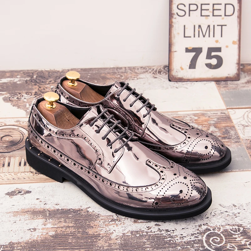 

Men Retro Block Shoes PU Thick Sole Wear-resistant Lace Up Busines Office Leather Shoes Men Gentlemen Banquet Loafers Size 38-46